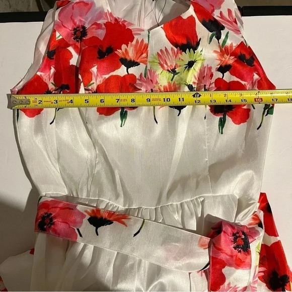 Samuel Dong White Red Floral Floor Length Maxi Dress Sleeveless Size L NWT - Picture 11 of 12